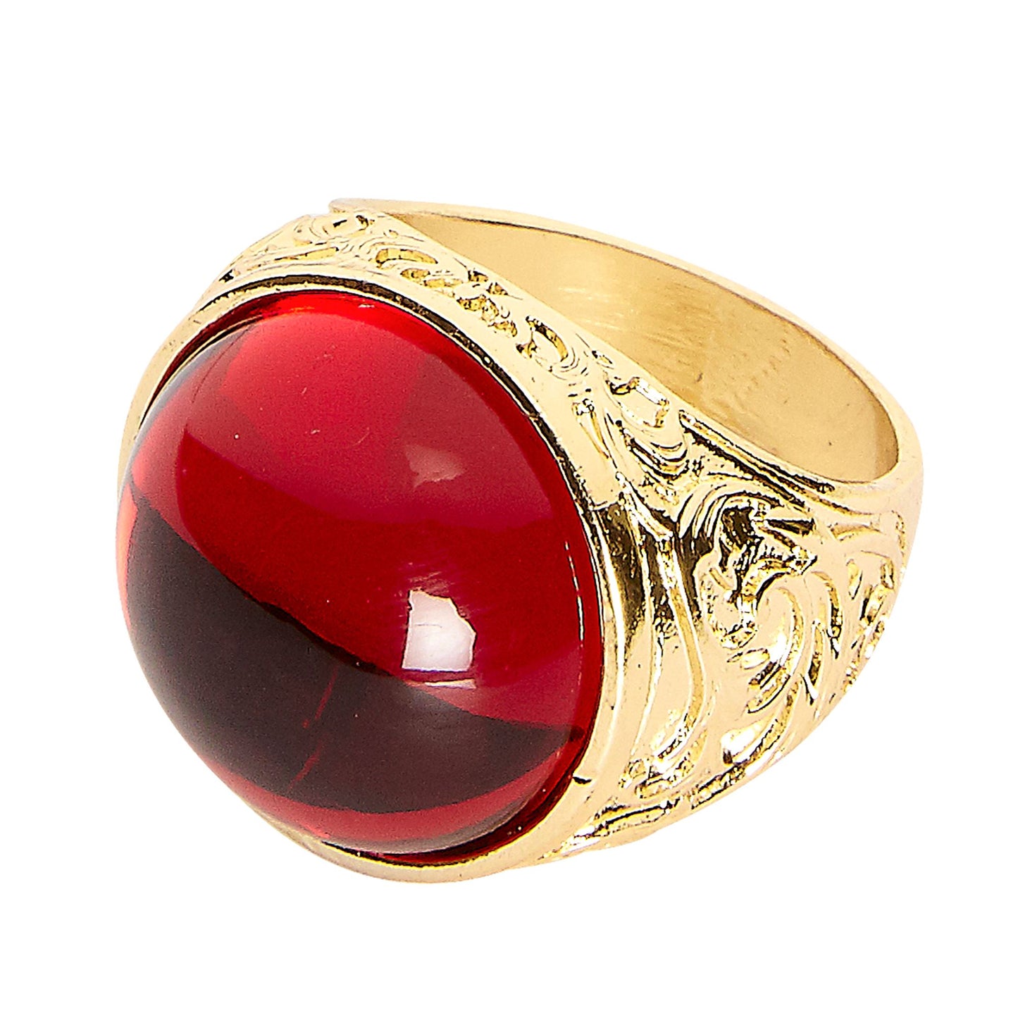 "GOLDENER RING MIT ROTEM STEIN" – Vorderansicht