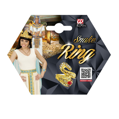 "GOLDENER SCHLANGENRING MIT STRASS & ROTEN STEINAUGEN" – Ansicht 3