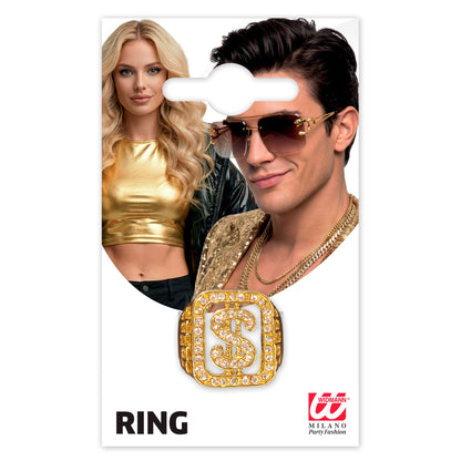 "GOLDENER STRASS $ RING" – Detailansicht