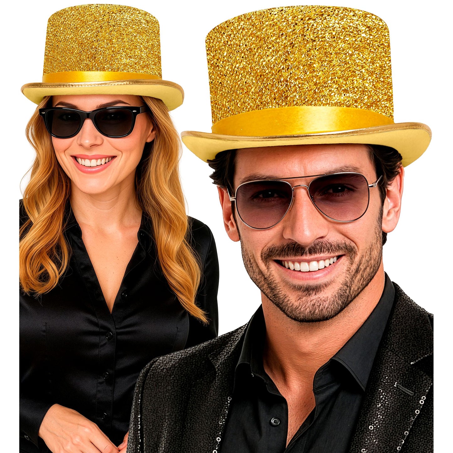 "GOLDENER ZYLINDERHUT AUS LUREX" 12 cm – Detailansicht