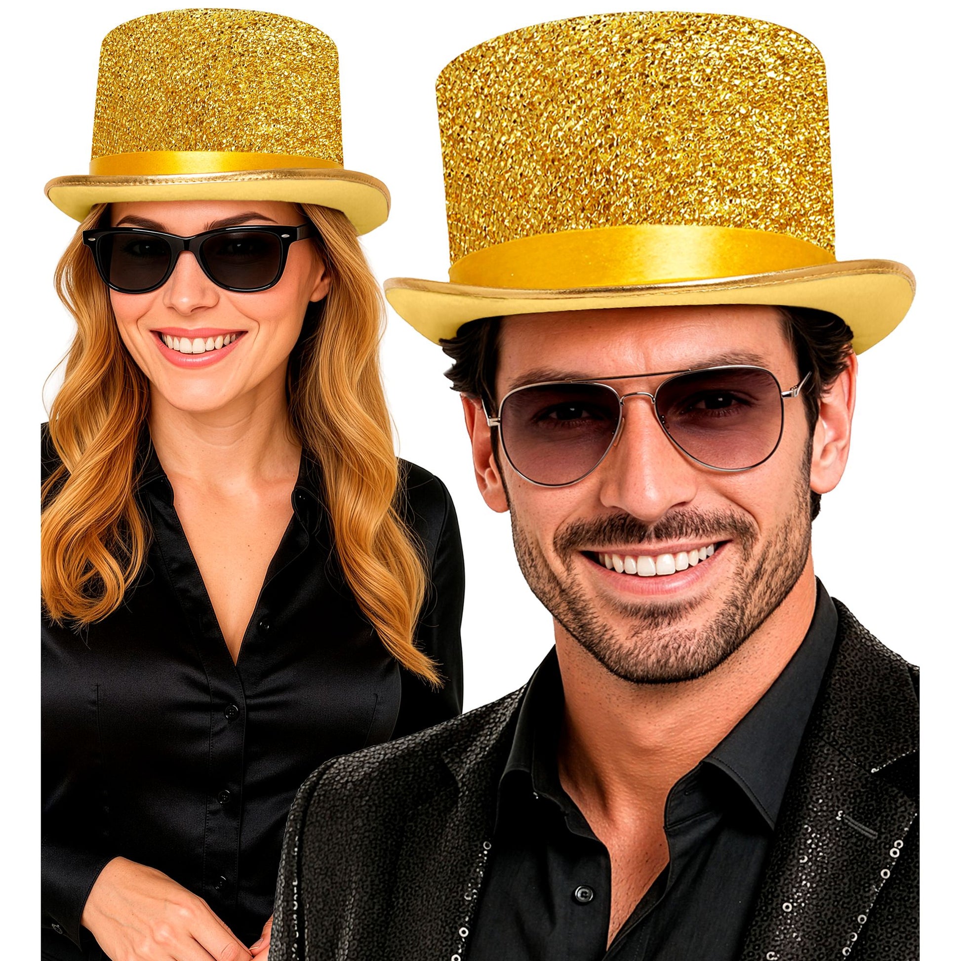 "GOLDENER ZYLINDERHUT AUS LUREX" 12 cm – Detailansicht
