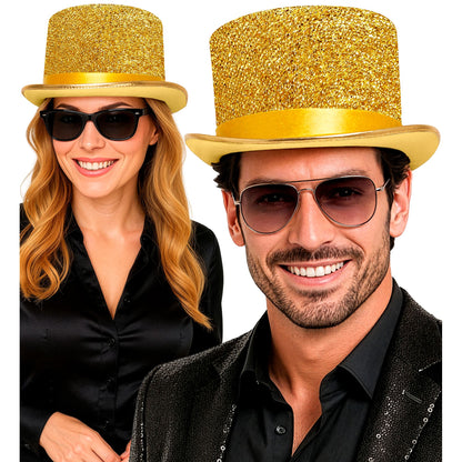 "GOLDENER ZYLINDERHUT AUS LUREX" 12 cm – Detailansicht