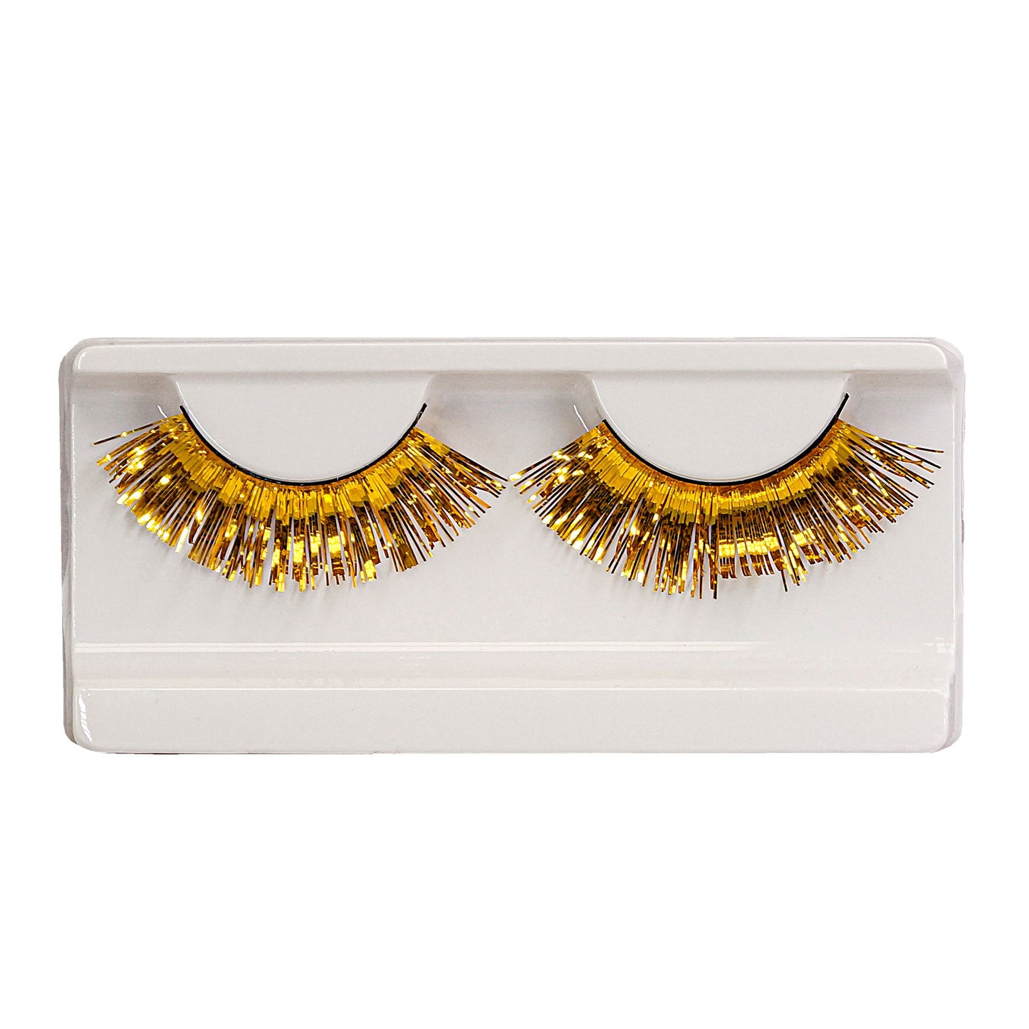 "GOLDMETALLISCHE WIMPERN" in Box mit Kleber in Glasflasche – Detailansicht