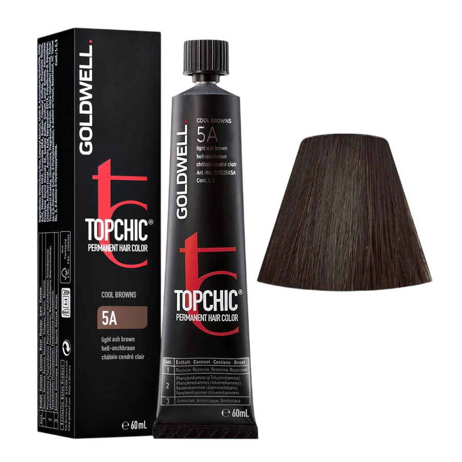 Goldwell Goldwell, Topchic Naturals, Permanente Haarfarbe, 5A Light Ash Brown, 60 ml Regular