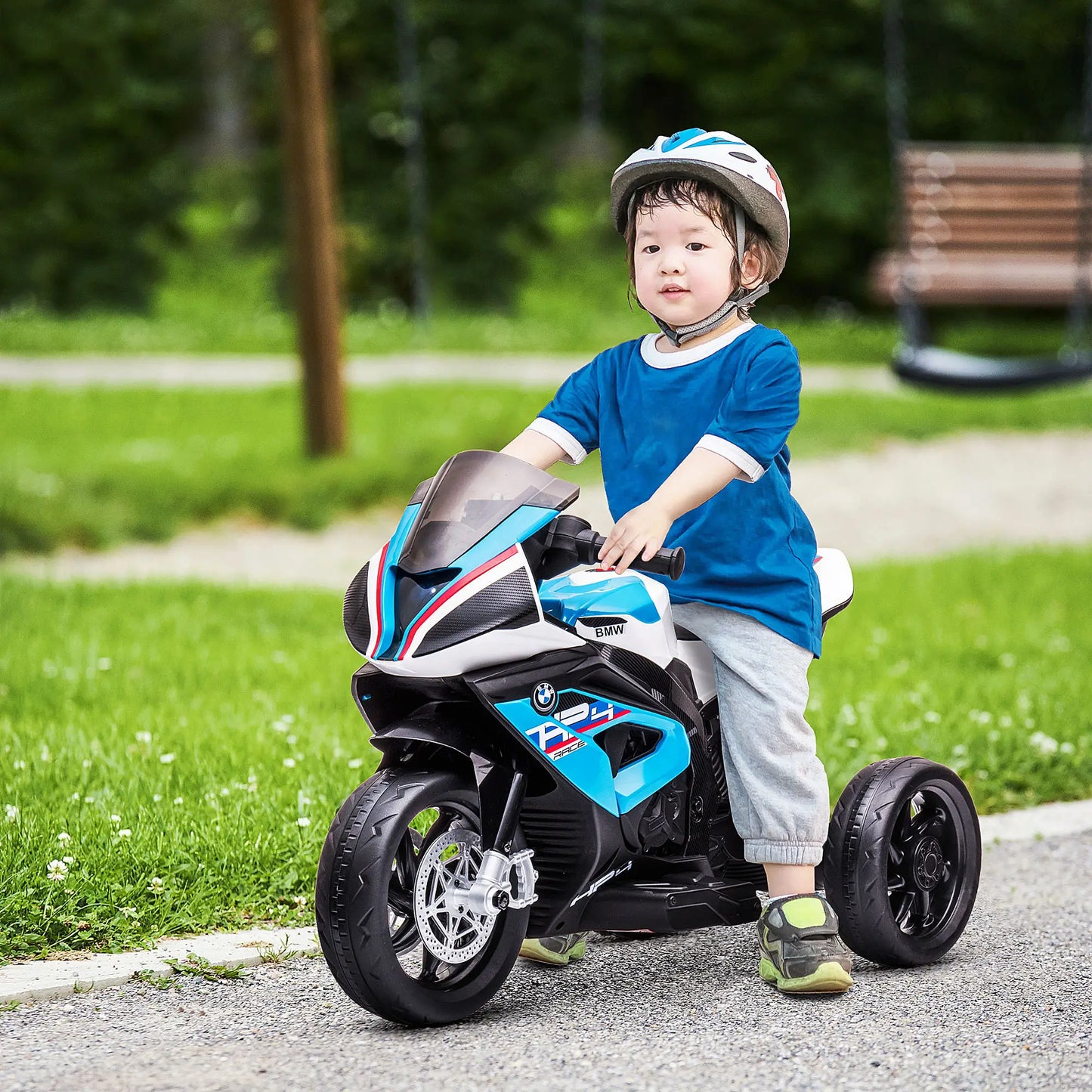Elektro Motorrad Kindermotorrad Blau mit LED-Scheinwerfer – HOMCOM - Fasnacht24.ch