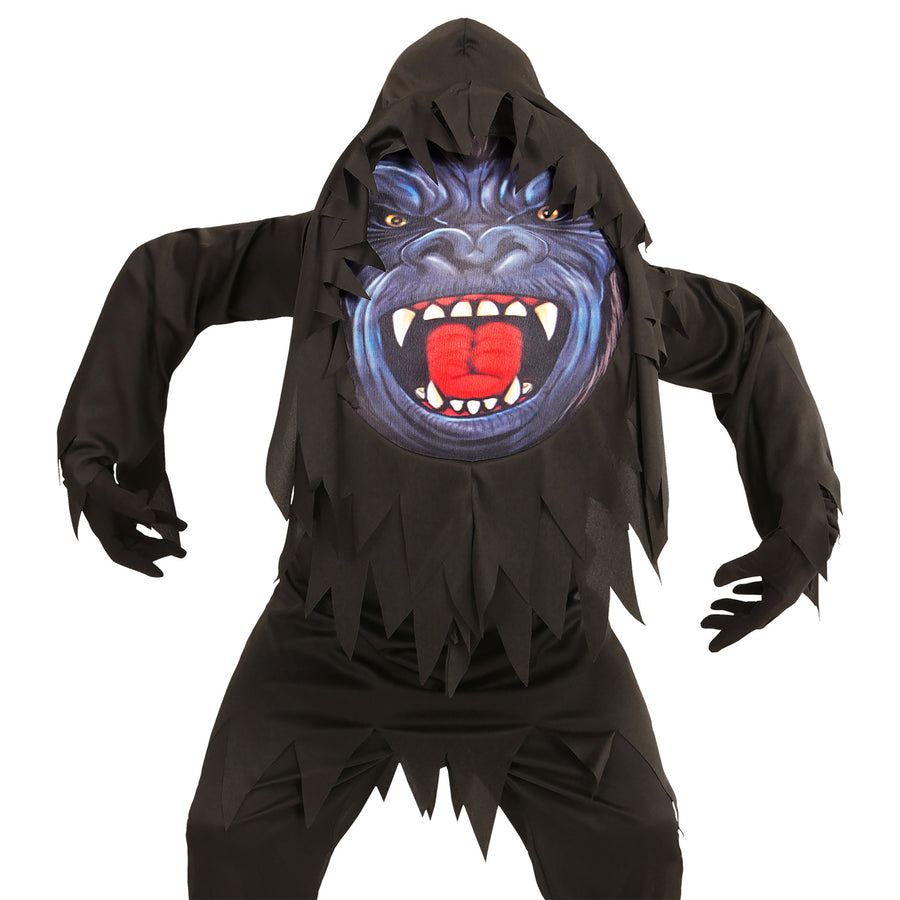 "GORILLA" (Robe, Riesenmaske mit Kapuze) – Vorderansicht