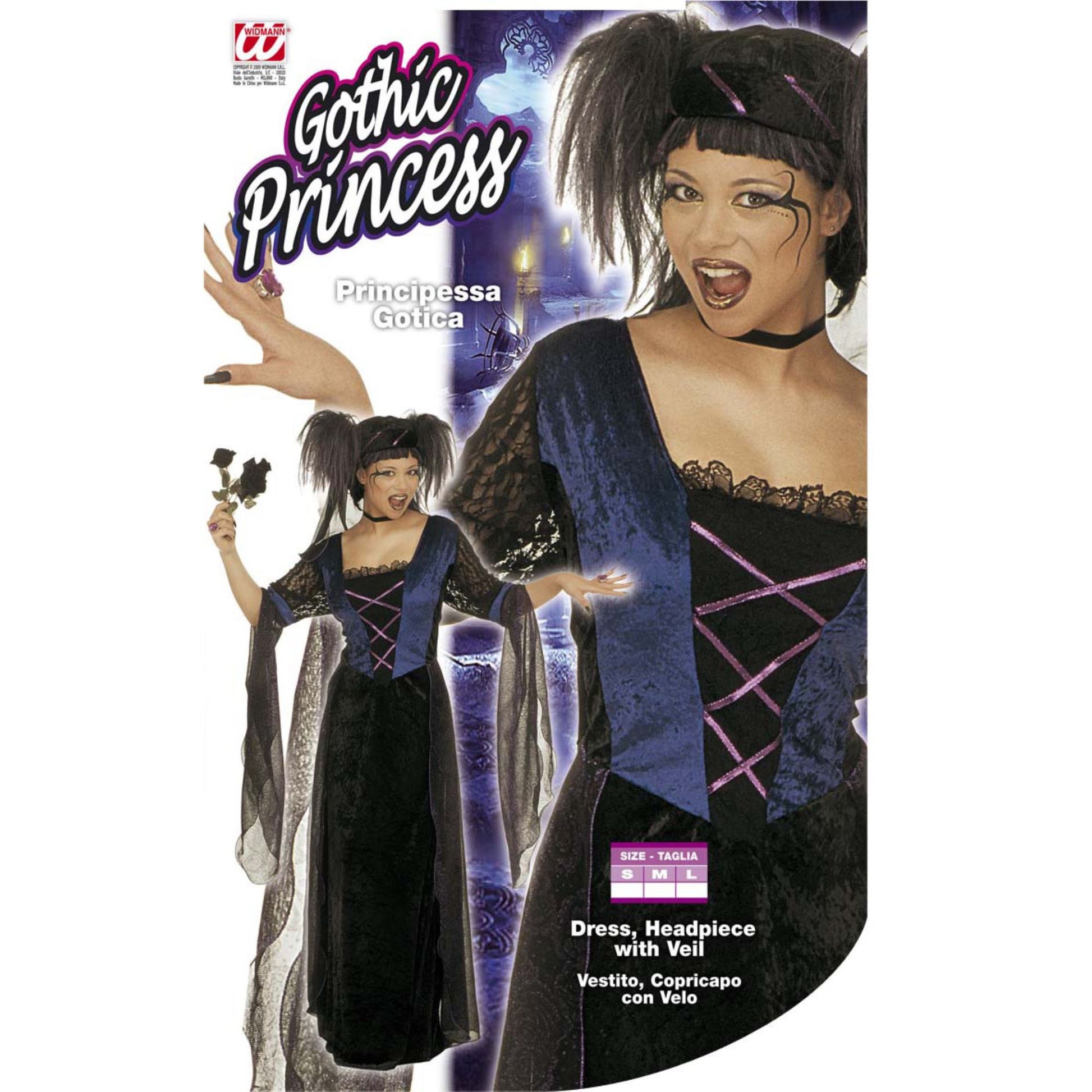 "GOTHIC PRINCESS" (Kleid aus Samt mit Schleiern, Kopfbedeckung mit Schleier) – Detailansicht