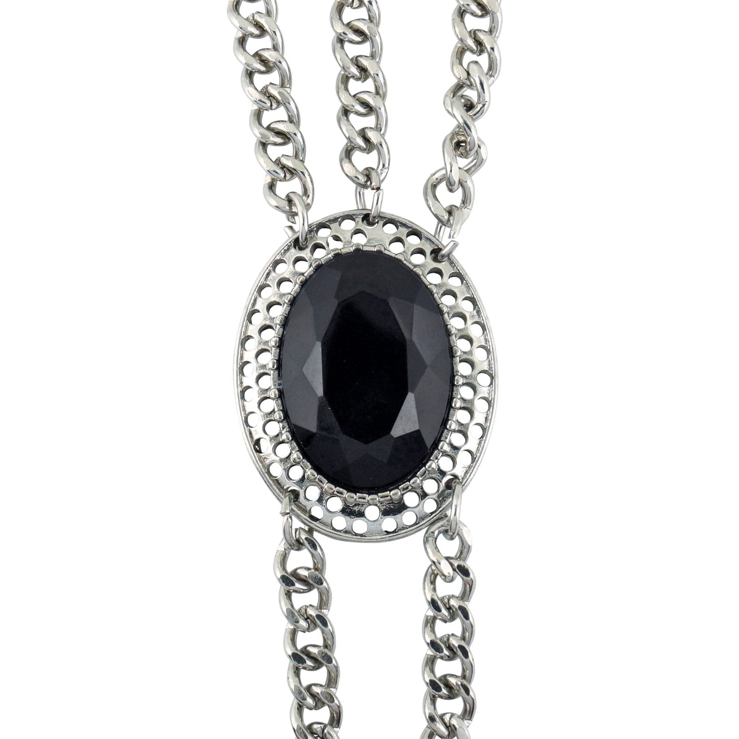 "GOTISCHE HANDGELENK-KETTE MIT SCHWARZEM EDELSTEIN MEDAILLON" – Ansicht 3