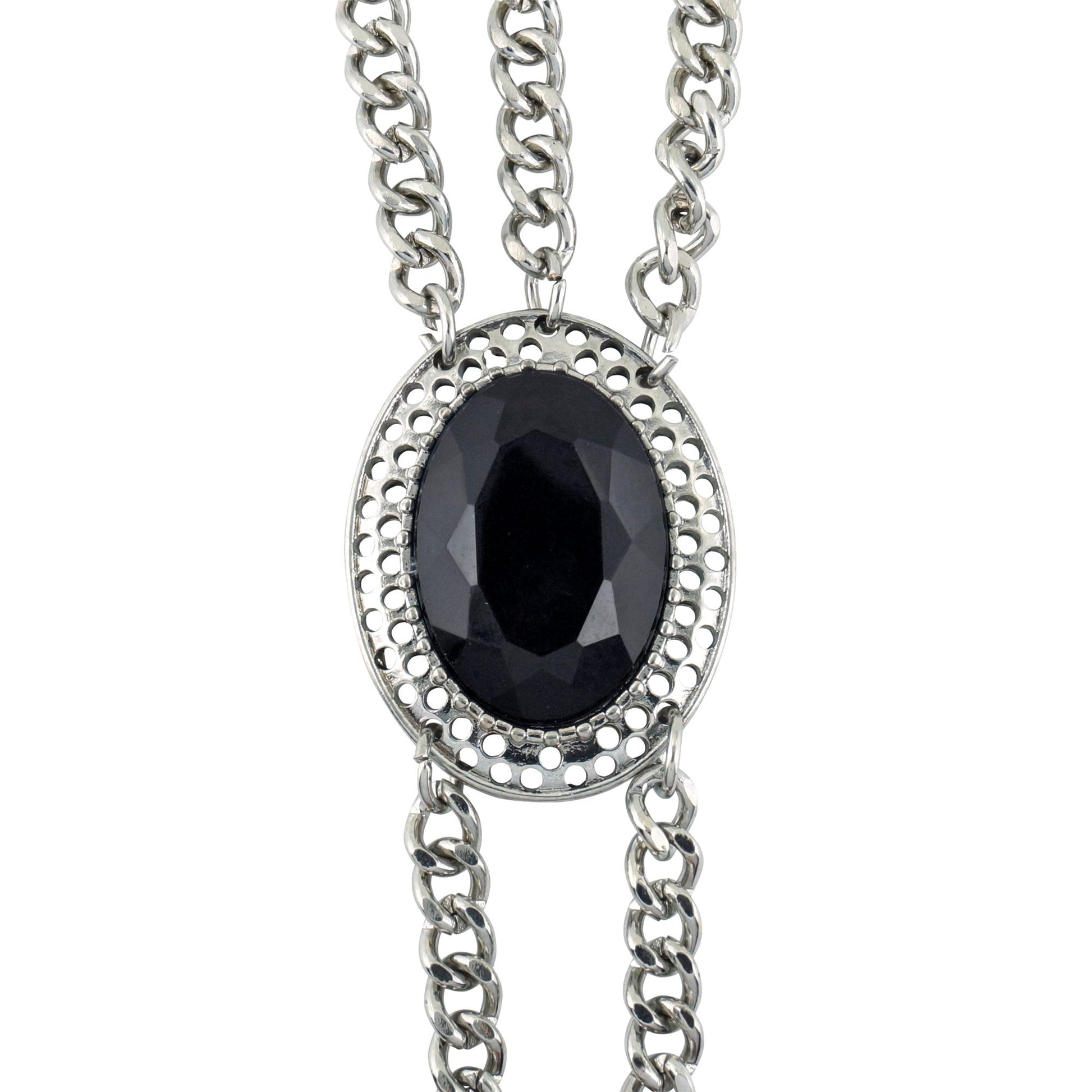 "GOTISCHE HANDGELENK-KETTE MIT SCHWARZEM EDELSTEIN MEDAILLON" – Ansicht 3