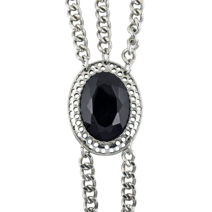 "GOTISCHE HANDGELENK-KETTE MIT SCHWARZEM EDELSTEIN MEDAILLON" – Ansicht 3