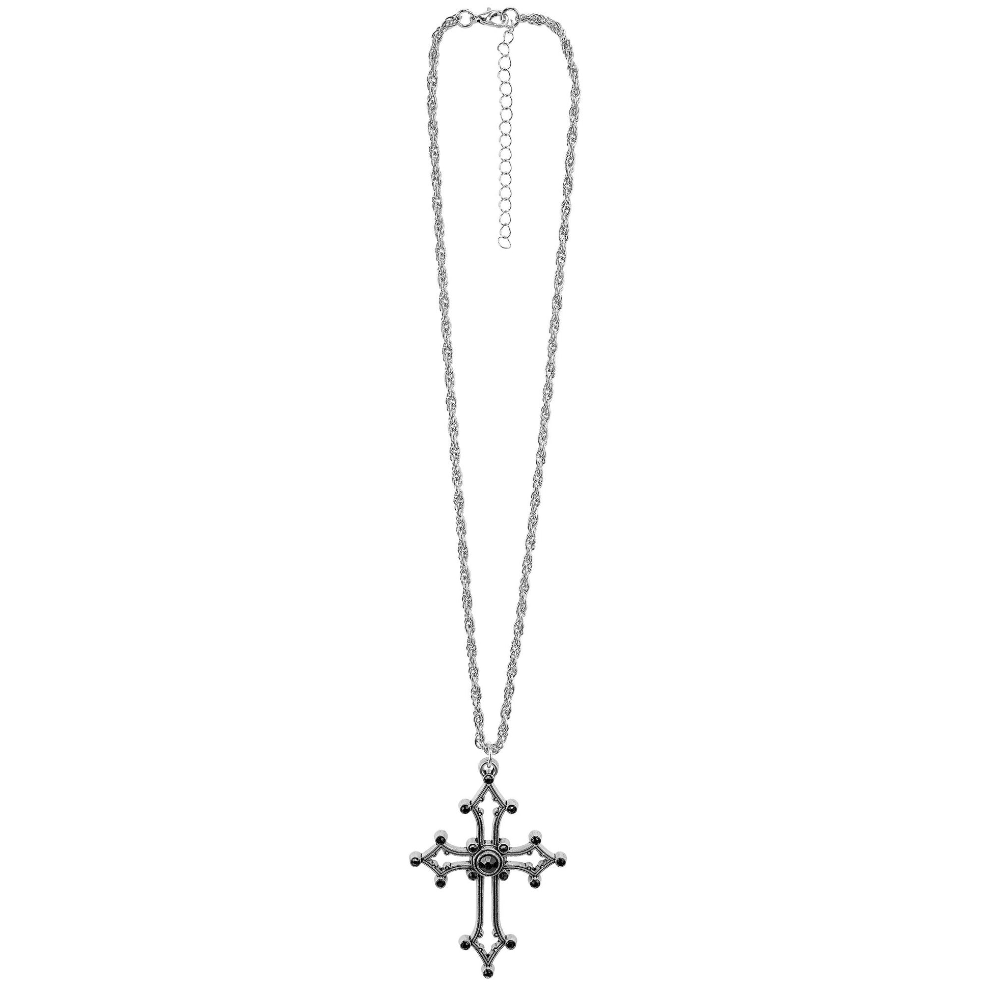 "GOTISCHE KREUZ KETTE MIT SCHWARZEN EDELSTEINEN" – Detailansicht
