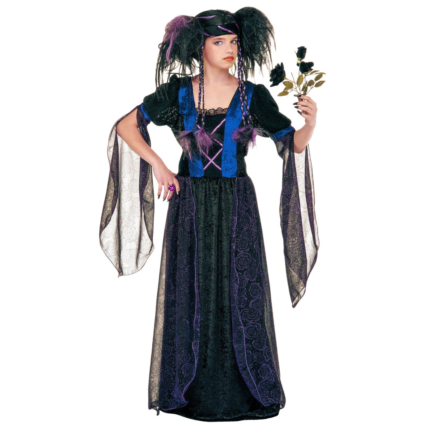 "GOTISCHE PRINZESSIN" (Kleid, Kopfbedeckung mit Schleier) – Vorderansicht