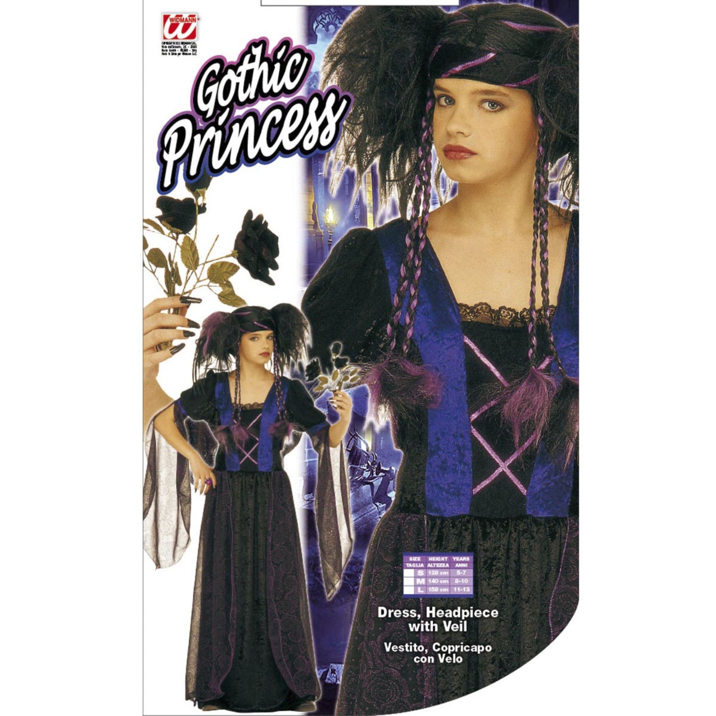 "GOTISCHE PRINZESSIN" (Kleid, Kopfbedeckung mit Schleier) – Detailansicht