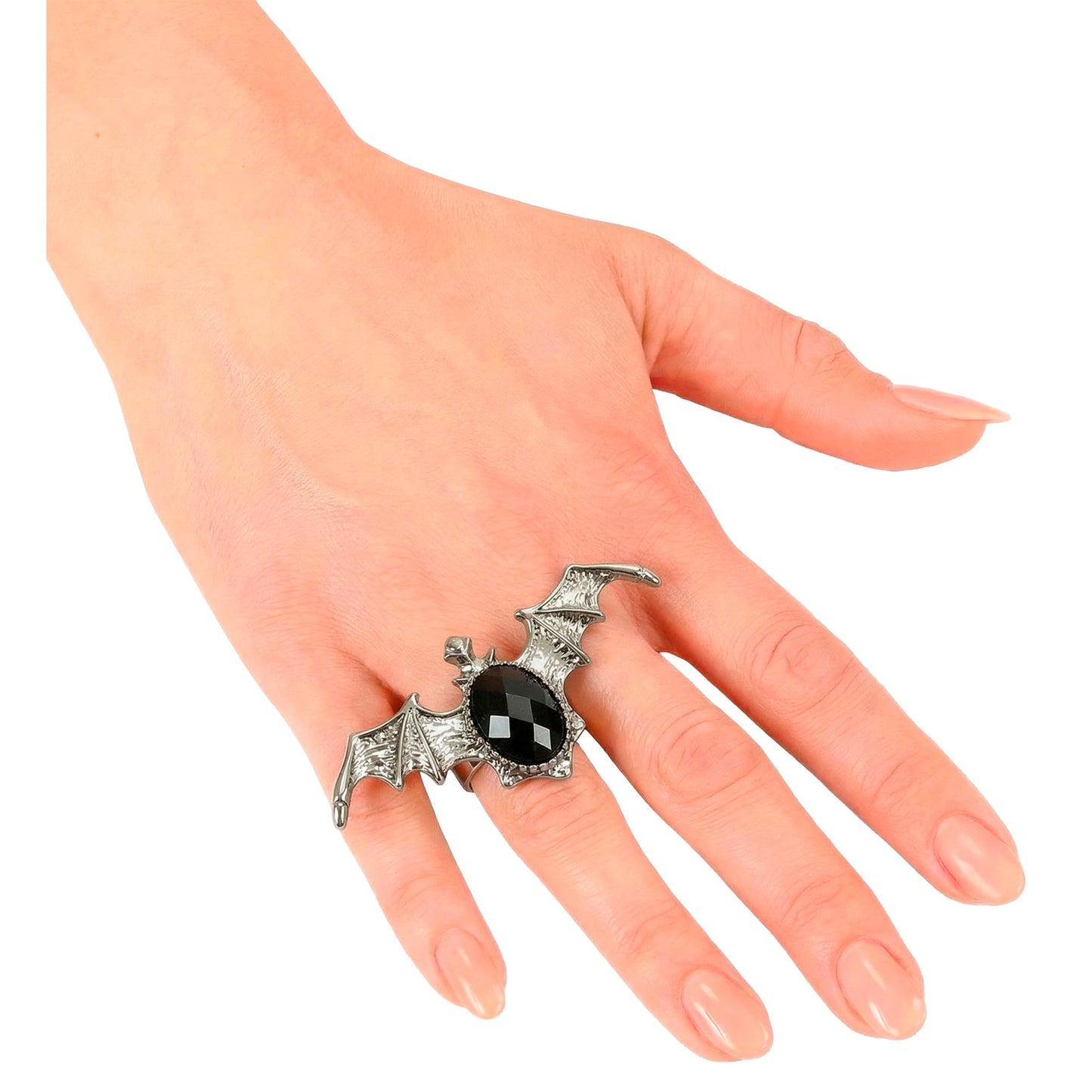 "GOTISCHER FLEDERMAUS RING MIT SCHWARZEM EDELSTEIN" – Detailansicht