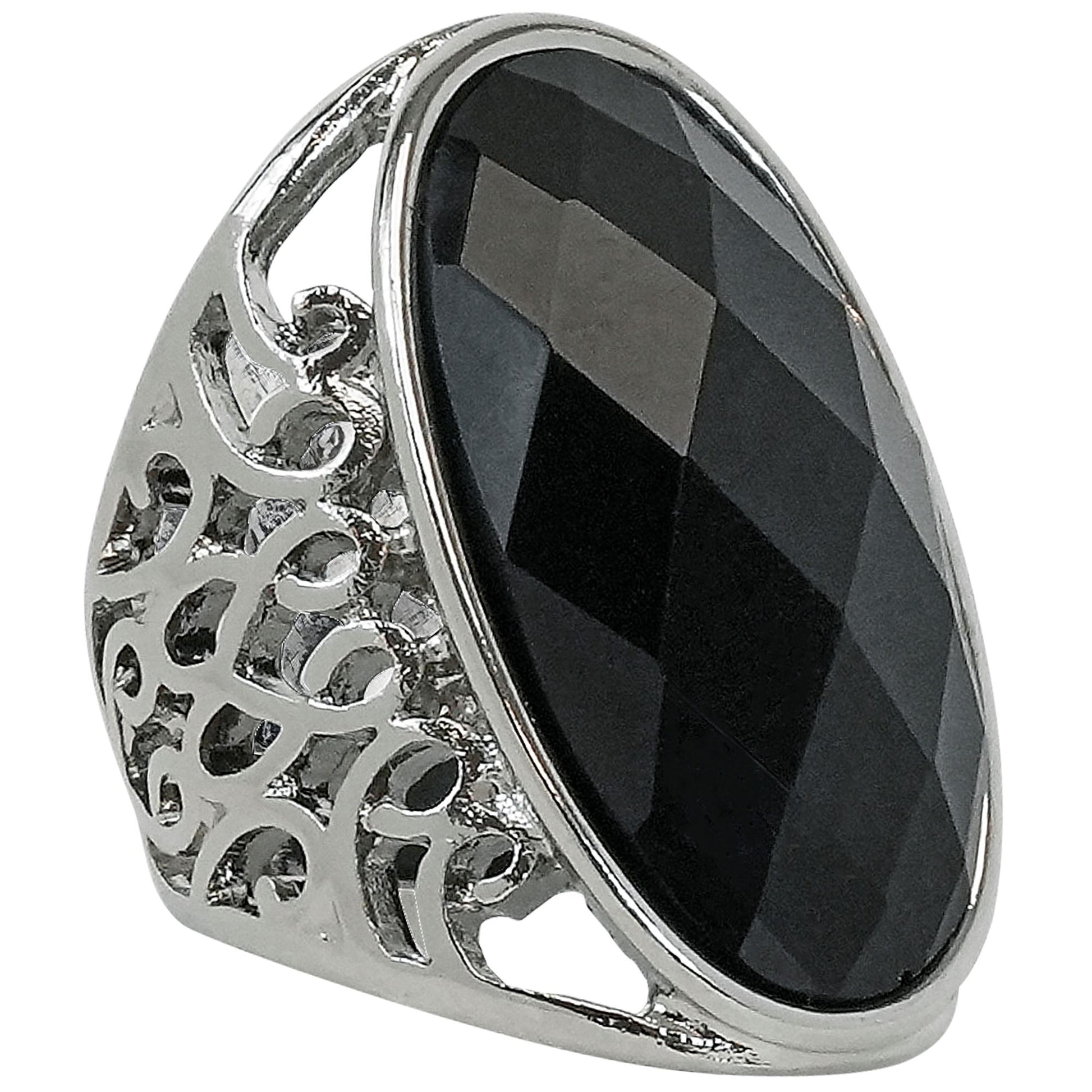 "GOTISCHER RING MIT SCHWARZEM STEIN" – Vorderansicht