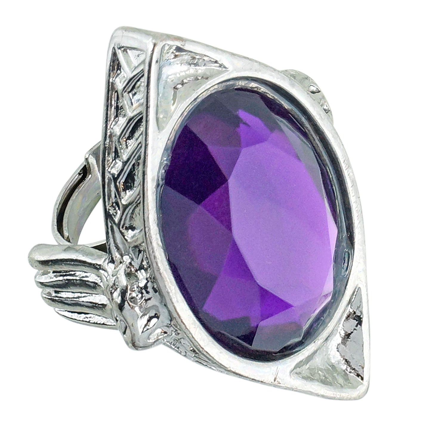 "GOTISCHER RING MIT VIOLETTEM EDELSTEIN" – Vorderansicht