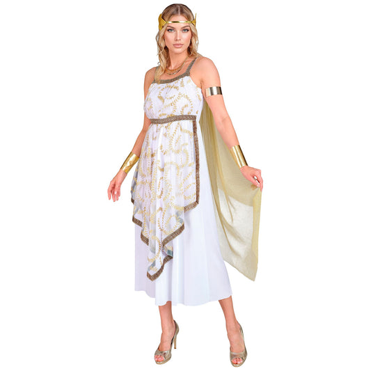 "GRIECHISCHE GÖTTIN" (Kleid mit Schulterumhang, Lorbeerkranz) – Vorderansicht