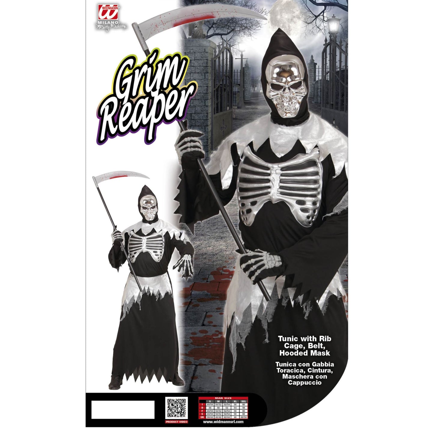 "GRIM REAPER" (Robe mit Rippenaufdruck, Gürtel, Maske mit Kapuze) – Ansicht 3