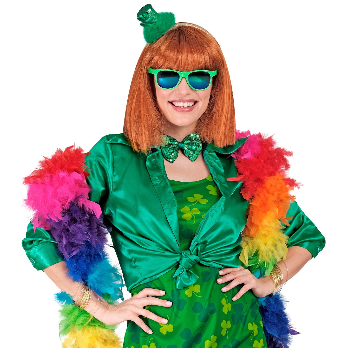 "GRÜNE 70s DISCO BLUSE" aus Satin – Detailansicht
