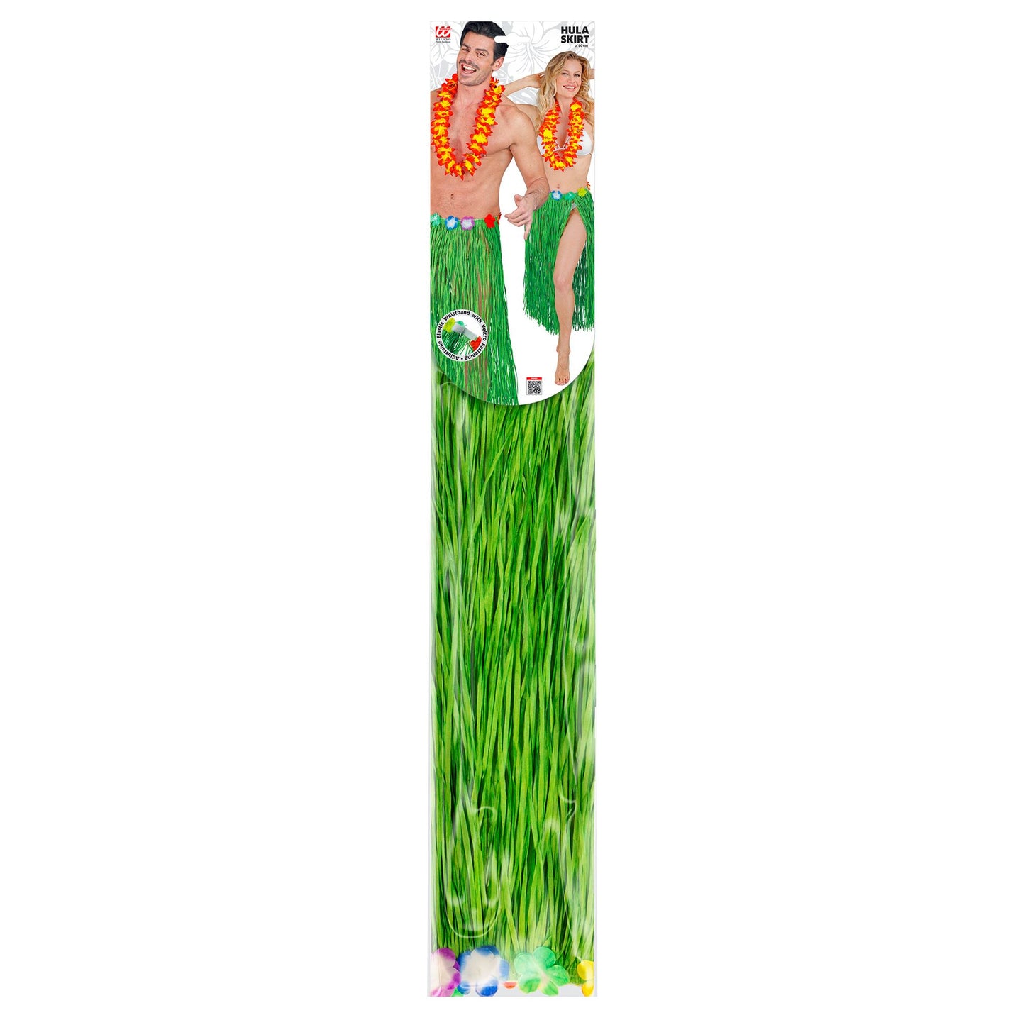 "GRÜNER HAWAII BASTROCK MIT BLUMENGÜRTEL" 80 cm - größenverstellbar – Detailansicht