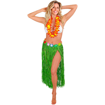 "GRÜNER HAWAII BASTROCK MIT BLUMENGÜRTEL" 80 cm - größenverstellbar – Ansicht 3