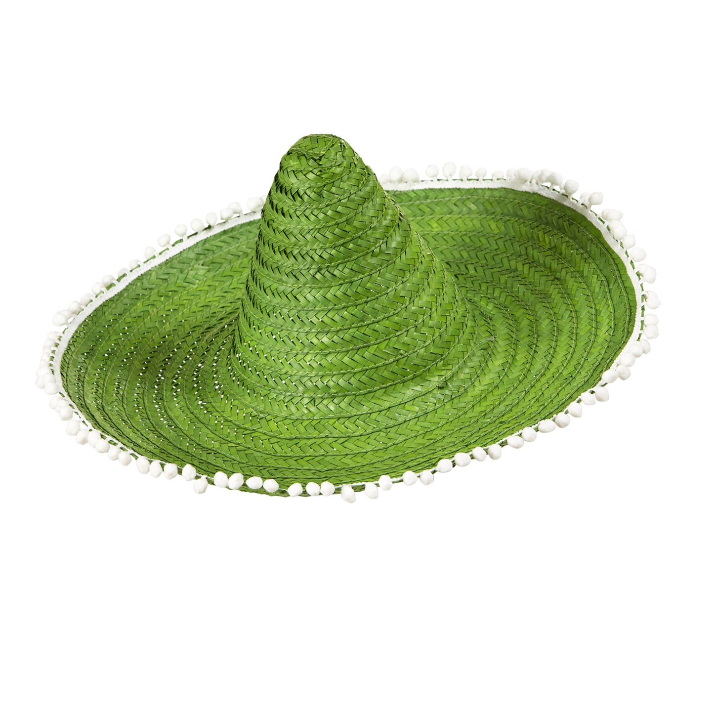 "GRÜNER SOMBRERO MIT POM POMS" 48 cm – Vorderansicht