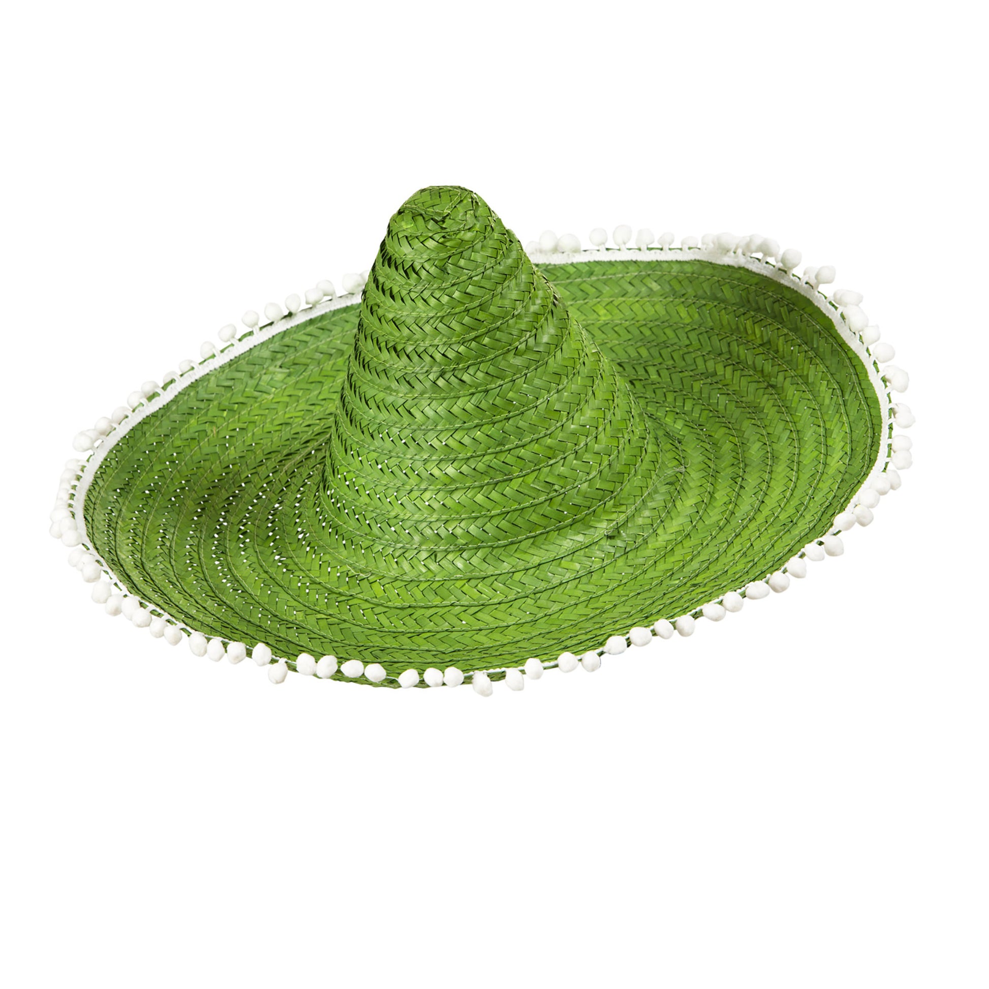 "GRÜNER SOMBRERO MIT POM POMS" 48 cm – Vorderansicht
