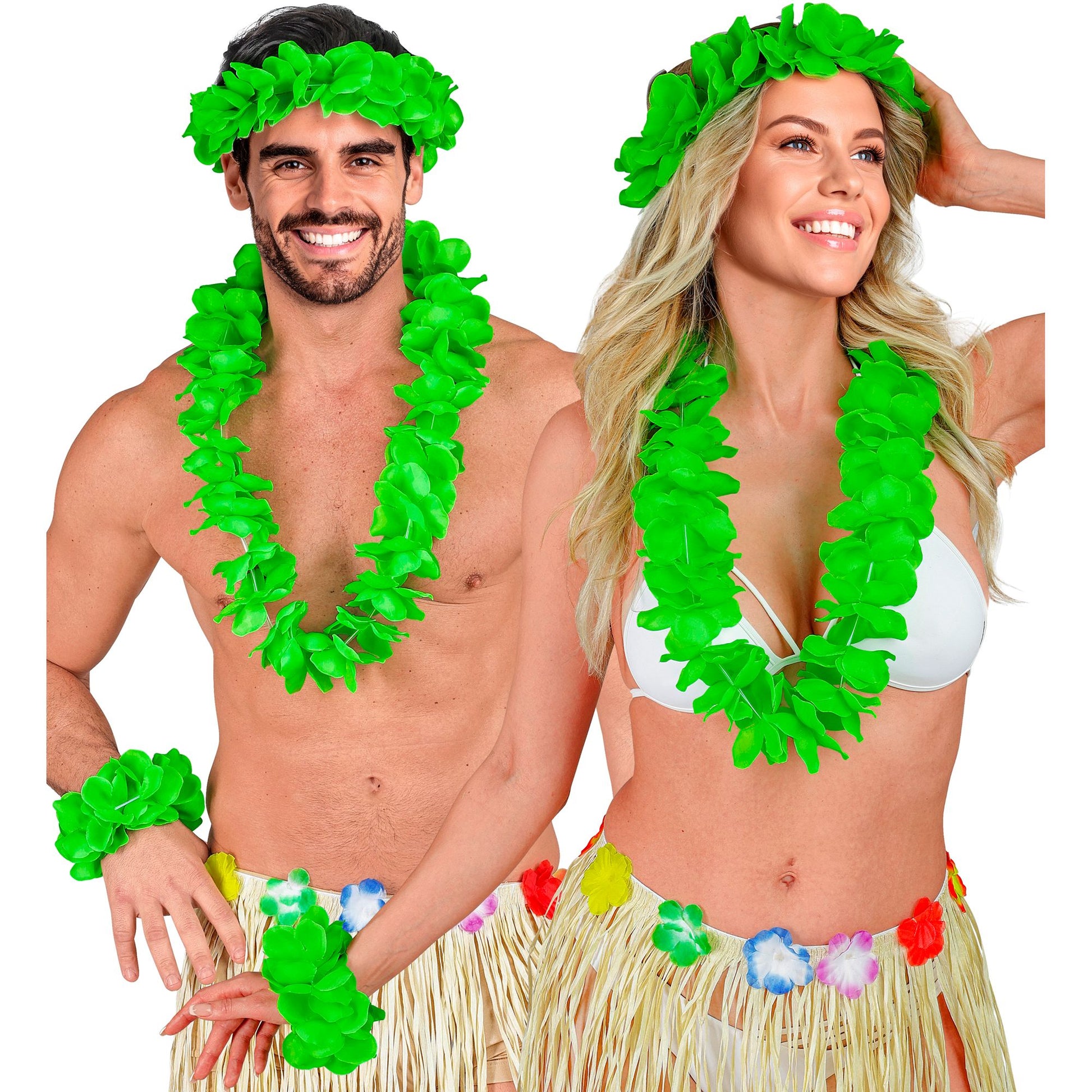 "GRÜNES HAWAII-SET" (Halskette, Sitrnband, Armband) – Ansicht 3