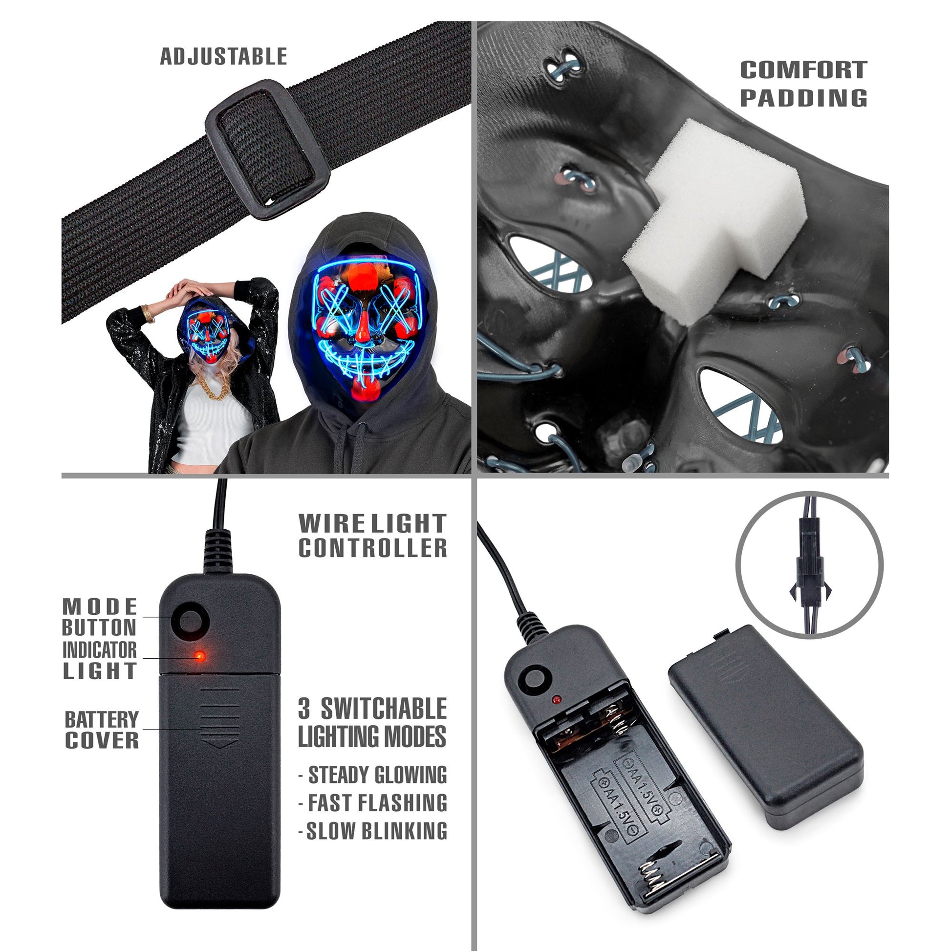 "GRUSELIGE BLAUE LED-MASKE" – Ansicht 4