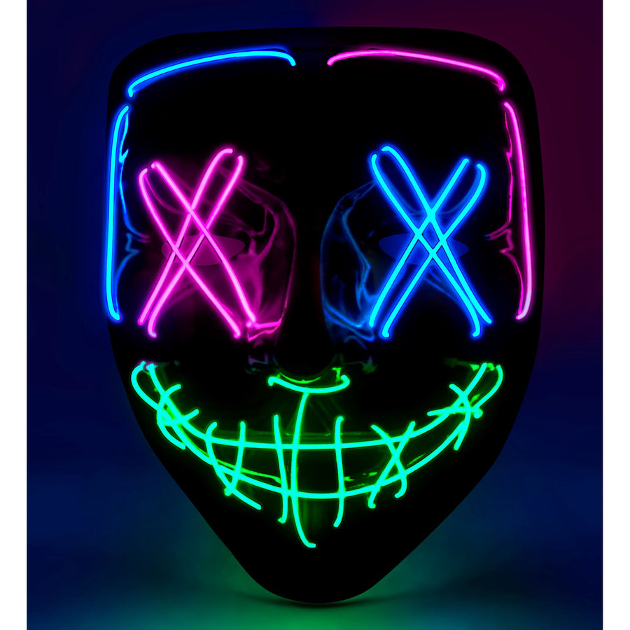 "GRUSELIGE FARBIGE LED-MASKE" – Vorderansicht