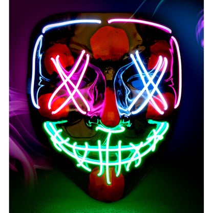 "GRUSELIGE FARBIGE LED-MASKE" – Detailansicht