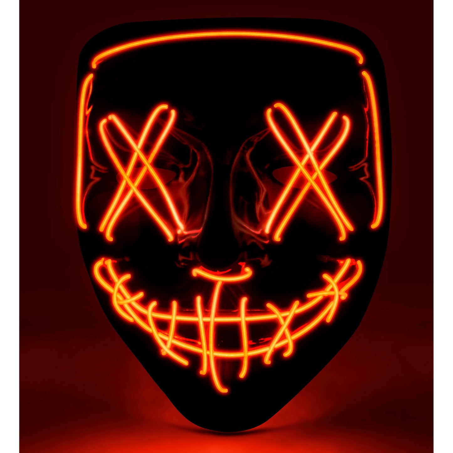 "GRUSELIGE ROTE LED-MASKE" – Vorderansicht
