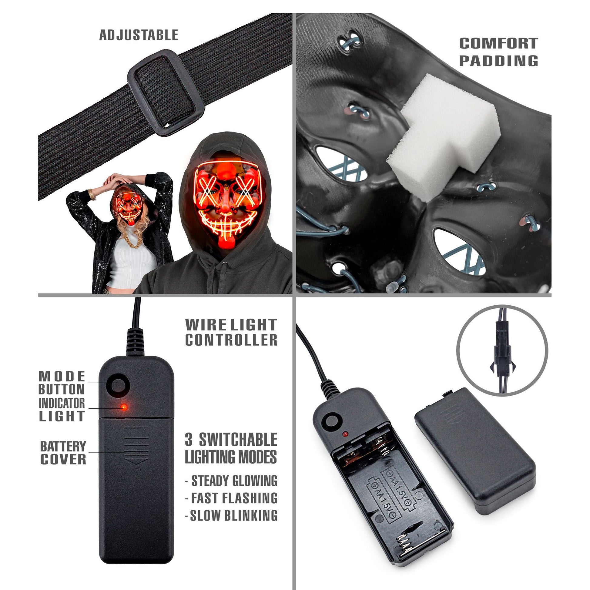 "GRUSELIGE ROTE LED-MASKE" – Ansicht 4