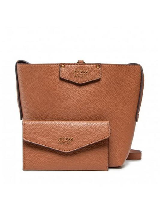 Guess Guess, Brenton, Ökologisches Leder, Textiltasche, Starre Struktur, Karamell, 6432, Für Frauen, 22 x 18 x 9 cm Regular