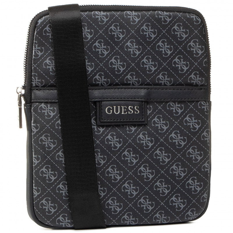 Guess, Dan, Flacher Oberteil mit Reißverschluss, Textil-Umhängetasche, Schwarz, Für Männer