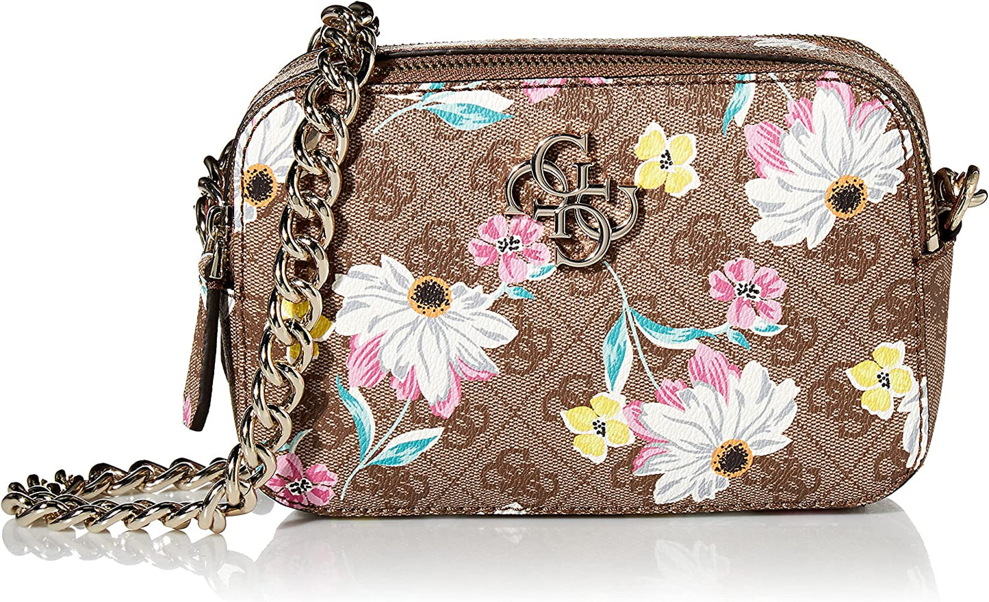 Guess, Noelle, Doppelte Reißverschlussfächer, Textil-Umhängetasche, Floral, 20,32 x 7,62 x 13,97 cm, Für Frauen