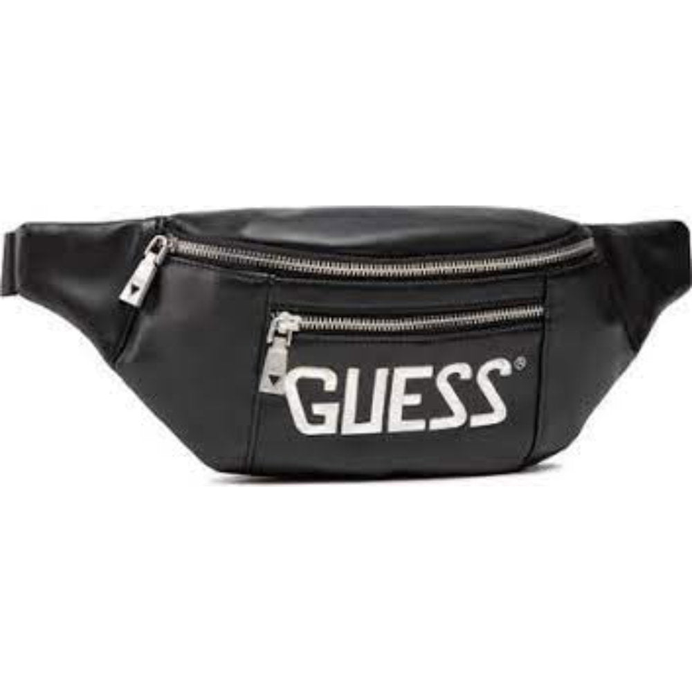 Guess, Salameda, Leder, Textil-Bauchtasche, Schwarz, 29,5/39 x 14 x 7 cm, Für Männer