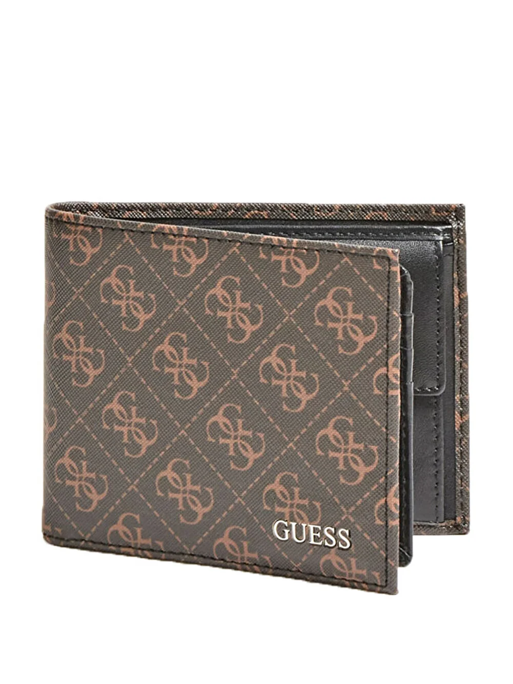 Guess, Vezzola, Textilbrieftasche, Brieftasche, w/sf w/cp, Braunes Logo, Für Männer