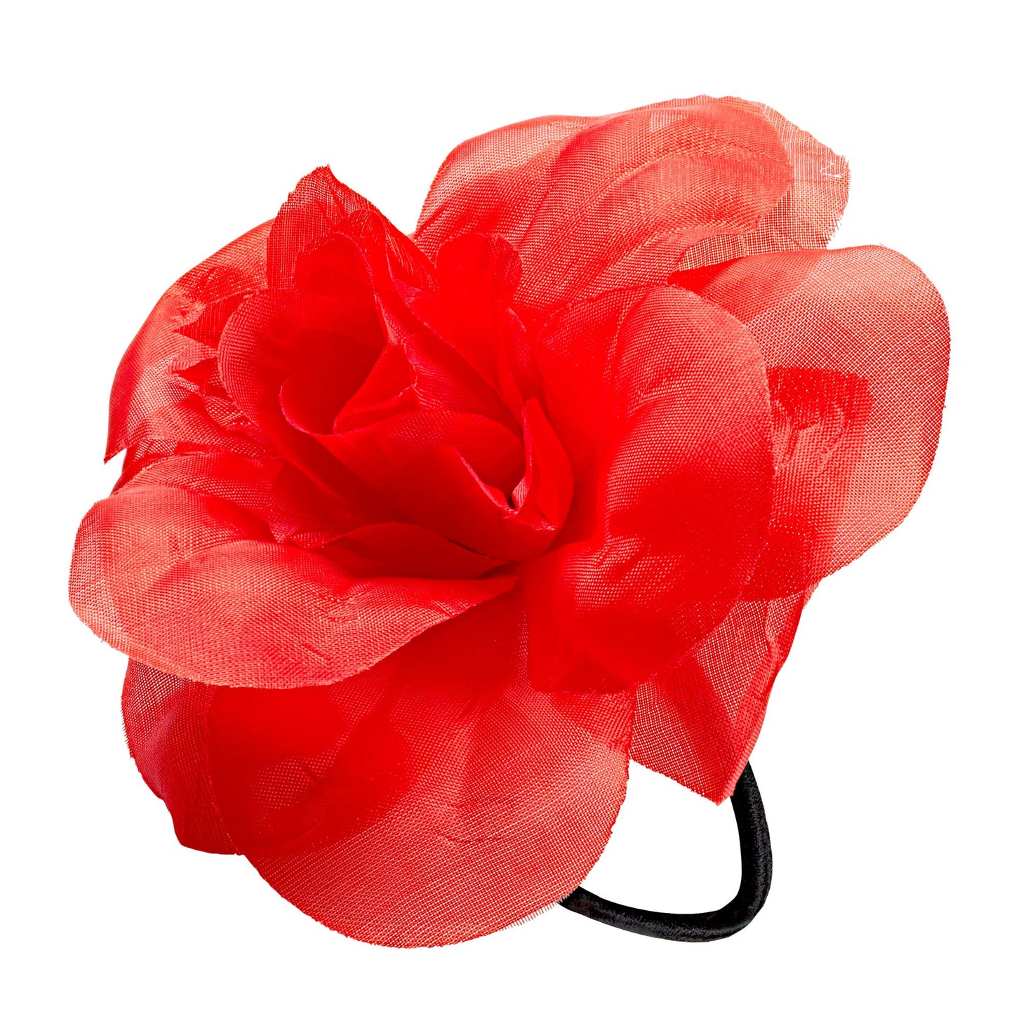 "HAARGUMMI MIT ROTER BLUME" – Vorderansicht