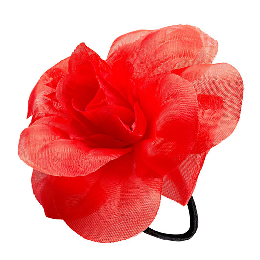"HAARGUMMI MIT ROTER BLUME" – Vorderansicht