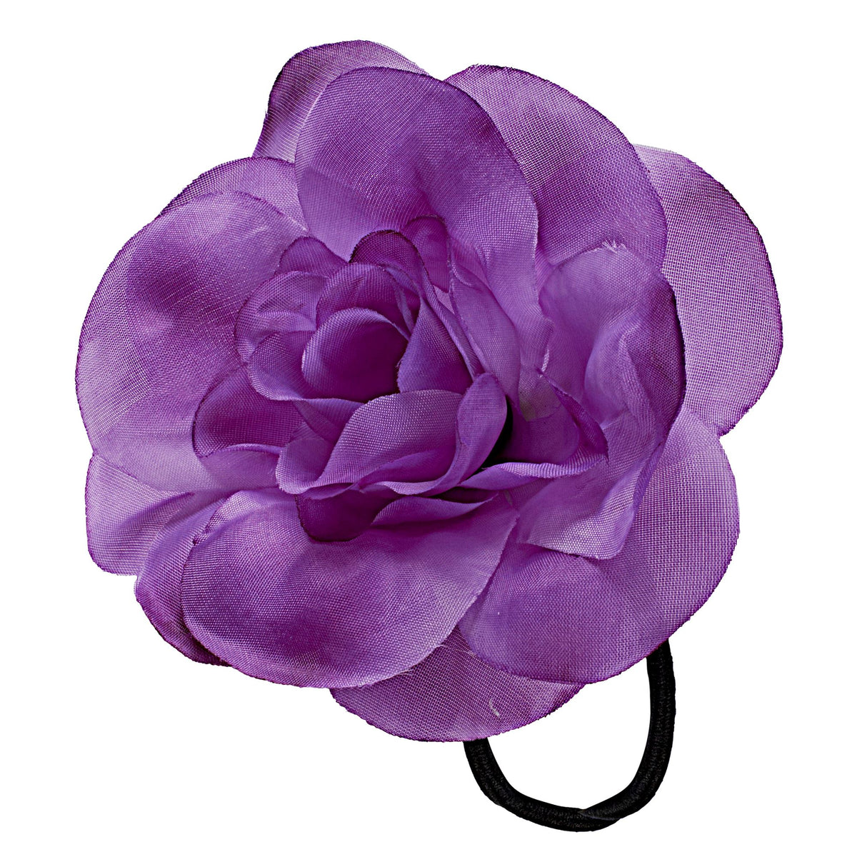"HAARGUMMI MIT VIOLETTER BLUME" – Vorderansicht