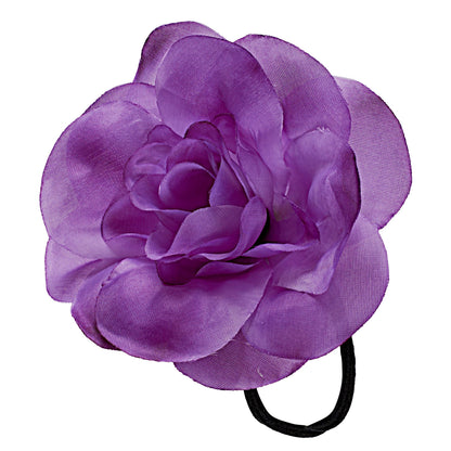 "HAARGUMMI MIT VIOLETTER BLUME" – Vorderansicht