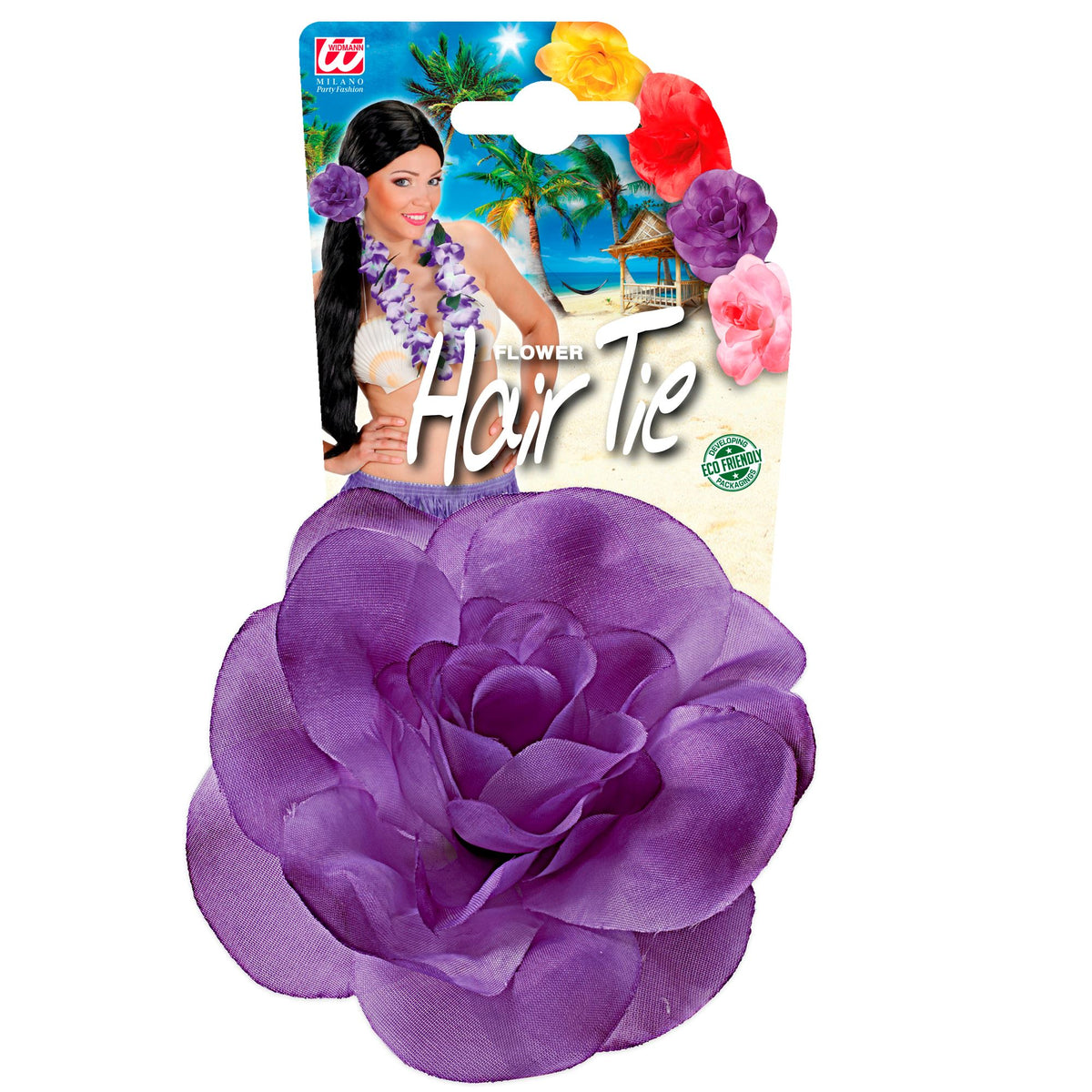 "HAARGUMMI MIT VIOLETTER BLUME" – Detailansicht