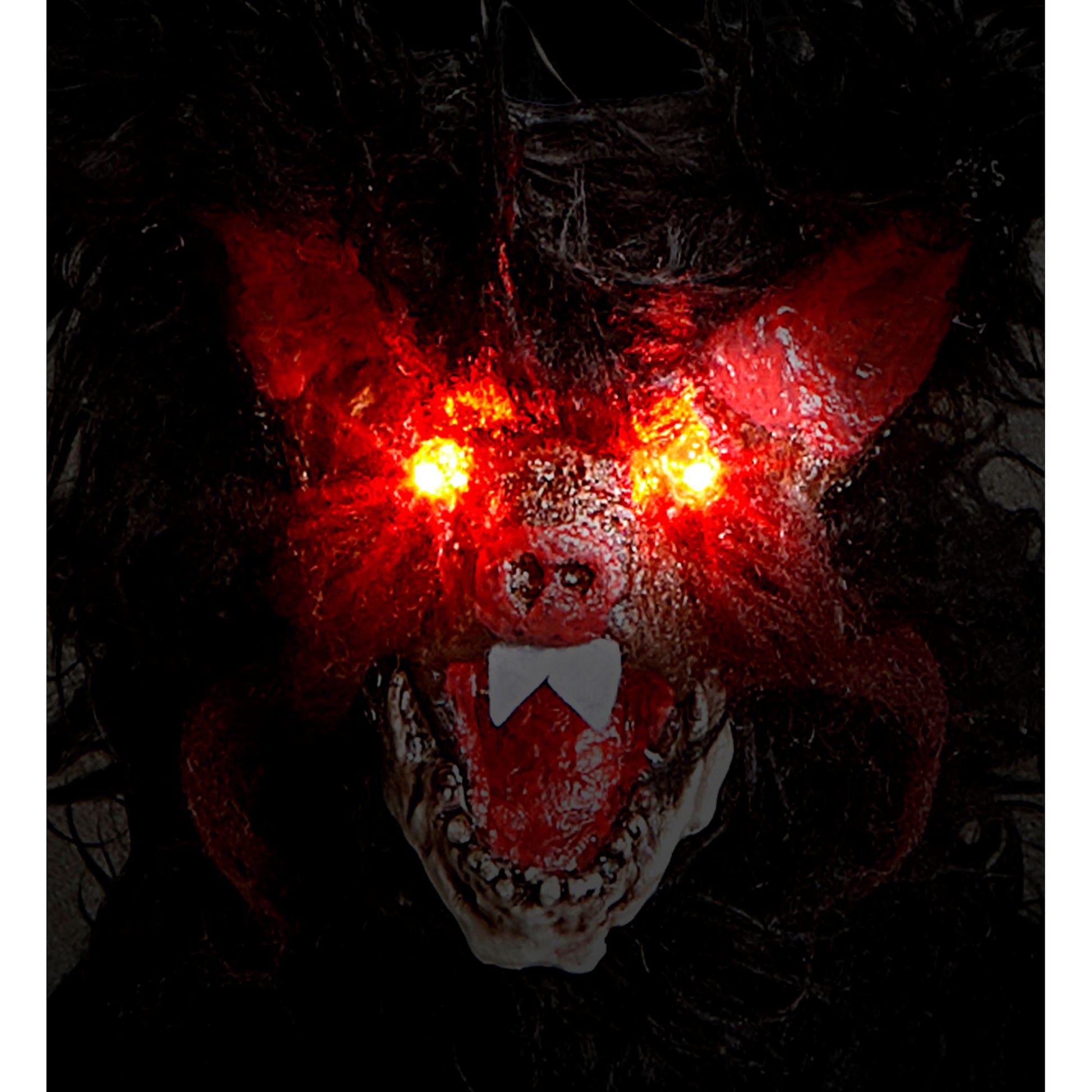 "HAARIGE FLEDERMAUS MIT PULSIEREND BLINKENDEN LED AUGEN" 89 cm – Detailansicht
