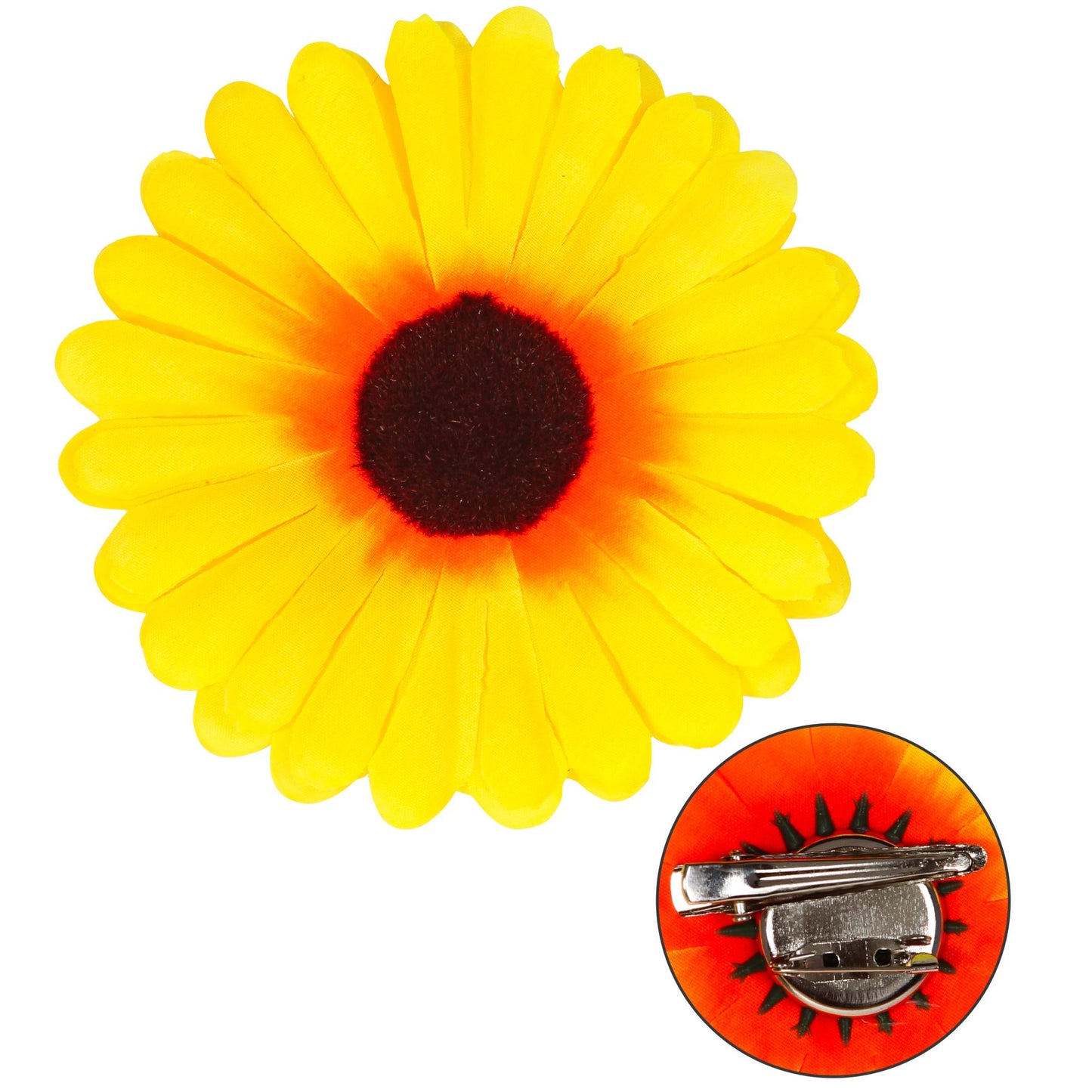 "HAARKLAMMER & BROSCHE SONNENBLUME" – Vorderansicht