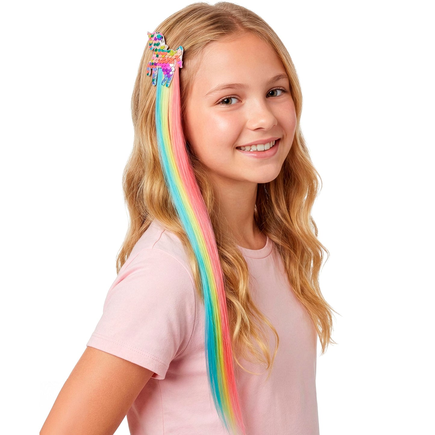 "HAARKLAMMER PAILLETTENEINHORN MIT BUNTEN HAAREN" für Mädchen – Ansicht 3