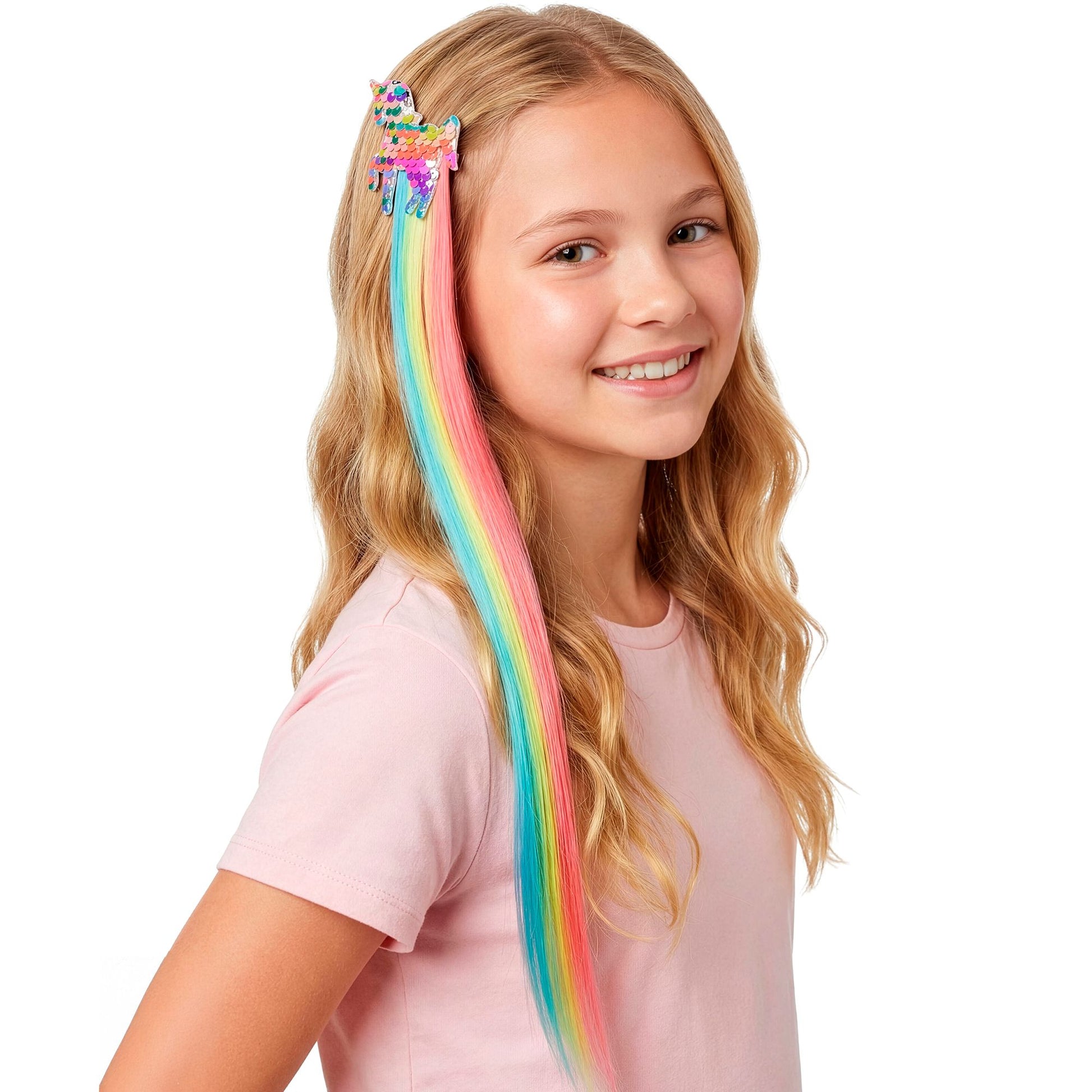 "HAARKLAMMER PAILLETTENEINHORN MIT BUNTEN HAAREN" für Mädchen – Ansicht 3