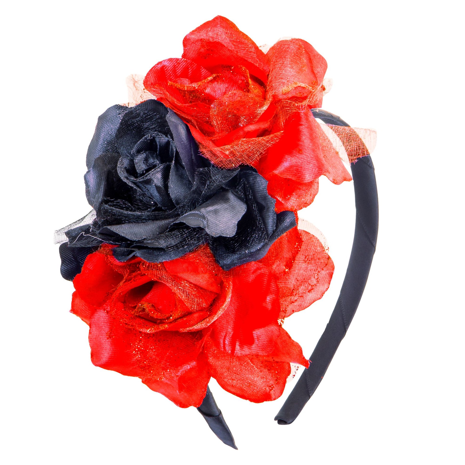 "HAARREIF MIT 3 ROSEN - SCHWARZ + ROT UND " – Vorderansicht