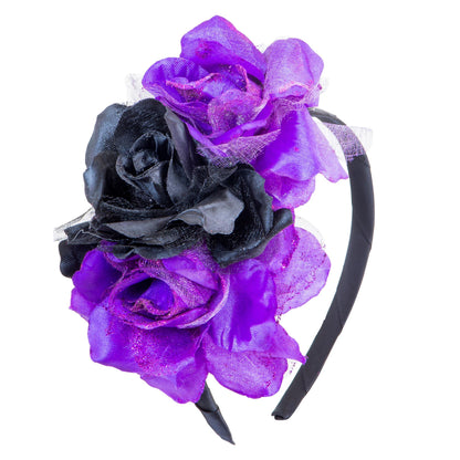 "HAARREIF MIT 3 ROSEN - SCHWARZ + VIOLETT UND " – Vorderansicht