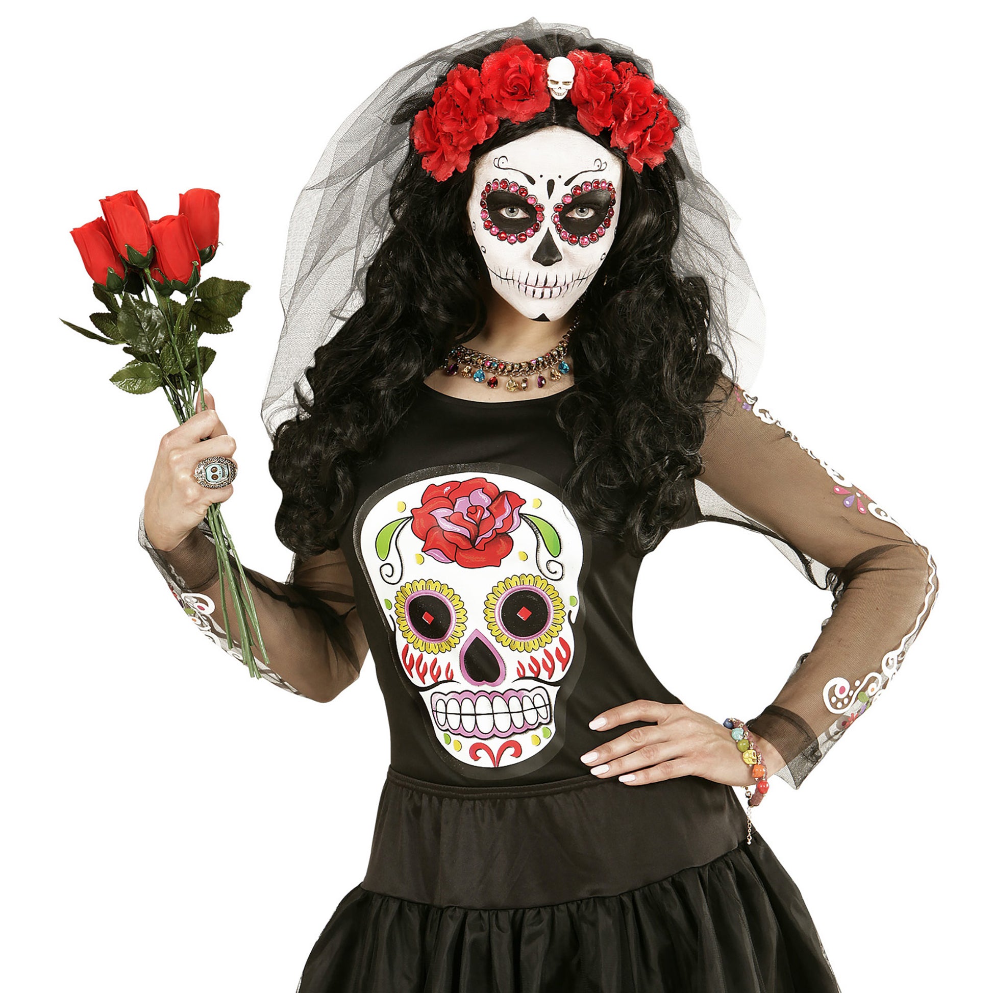 "HAARREIF MIT 6 ROTEN ROSEN, TOTENKOPF UND SCHLEIER" – Ansicht 3